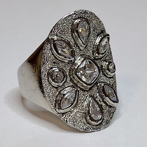 Vintage Guess Silver and CZ Ring
